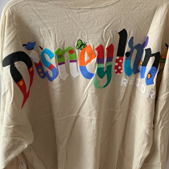 DISNEYLAND RESORT Disney Characters Spirit Jersey Long Sleeve Tee in Tan Sz L - Picture 5 of 5